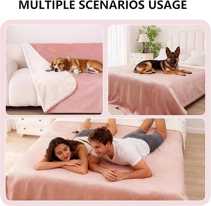 Waterproof Dog Blanket for Couch, Reversible Pet Throw Blankets Leak Proof Sofa - Image 4