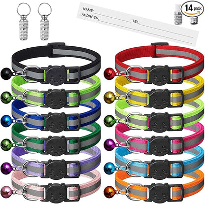 12 Pack Reflective-Breakaway Cat Collars by ExtodryPremiumCatCollarswithbell