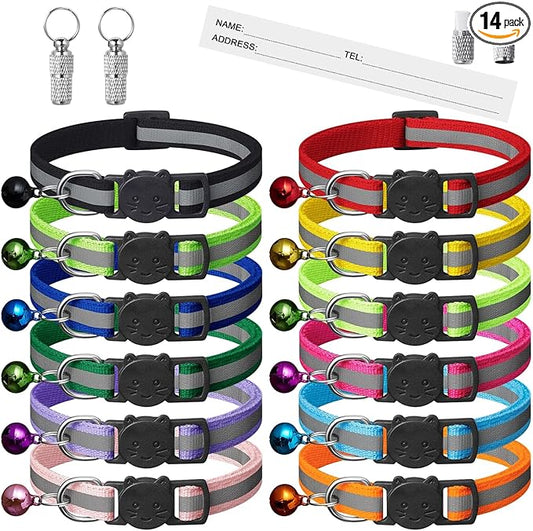 12 Pack Reflective-Breakaway Cat Collars by ExtodryPremiumCatCollarswithbell
