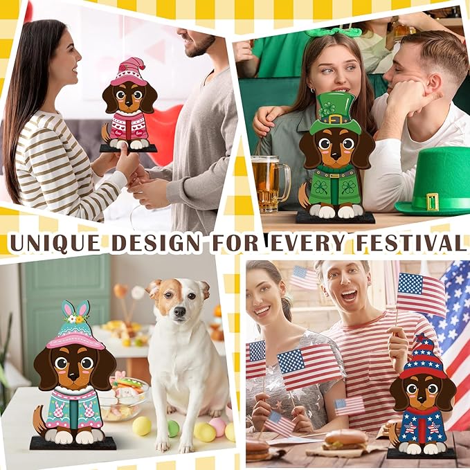 DoubleFill 42 Pcs Interchangeable Wooden Dog Decoration - Image 2