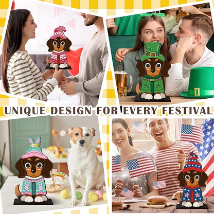 DoubleFill 42 Pcs Interchangeable Wooden Dog Decoration - Image 2