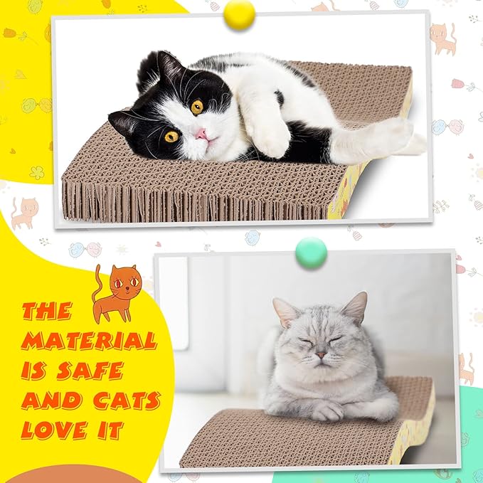Qunclay 4 Pcs Cardboard Cat Scratcher, Reversible Cat Scratch Pad - Image 5