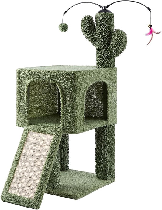 32" Cactus Cat Tree for Indoor Cats, 2-in-1 Cat House by ROYPET