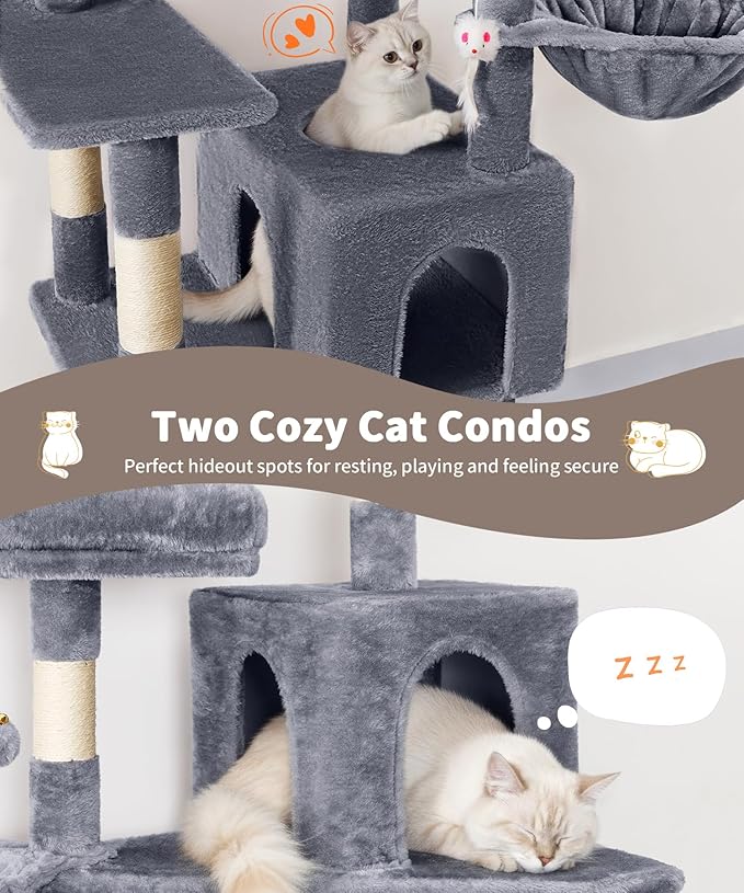 AMHANCIBLE 70 Inch Cat Tree for Large Cats, Tall Heavy Duty Kitty Playhouse - Image 4