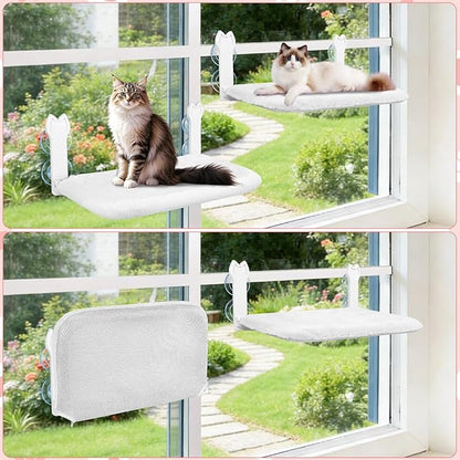 2 Pack Cat Window Perch, Cat Window Hammock Cordless Foldable Window Bed - Image 8