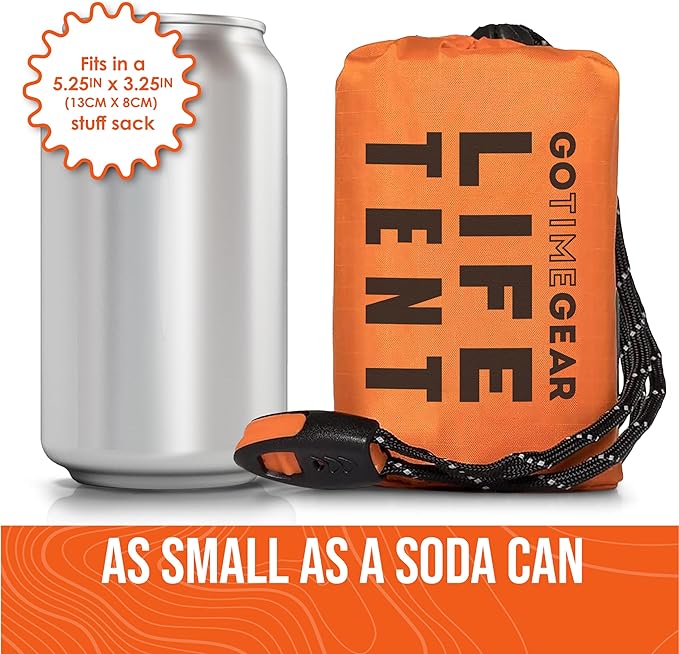 Go Time Gear Survival Life Tent • 2 Person Mylar Emergency Shelter Tube Tent + - Image 4