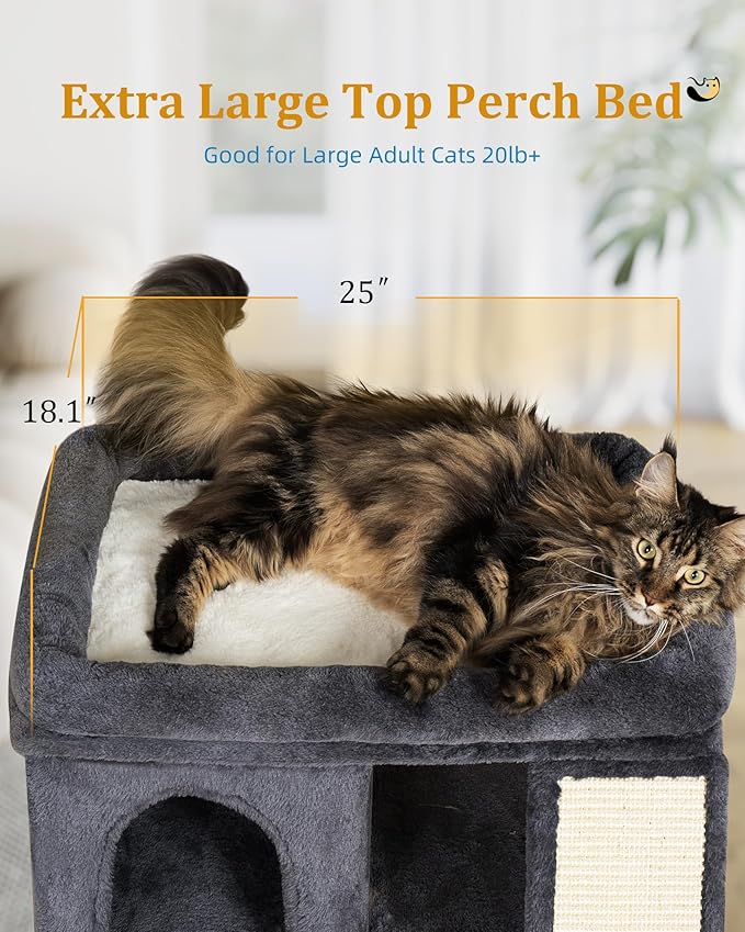 Aechonow XL Cat Tree Tower for Large Adult Cats 20 lbs+, 23x15.7Inch Perch Bed - Image 2