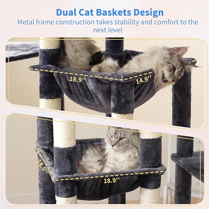 Heybly Cat Tree, 71-Inch Tall Cat Tower - Image 6