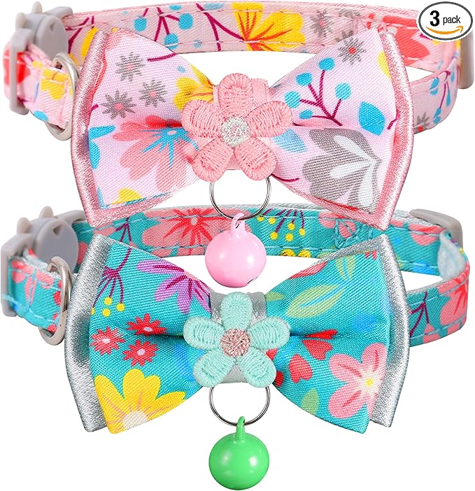 Cat Collar Breakaway, HYQHYX Floral Kitten Collar by HYQHYX