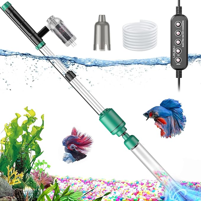Electric Aquarium Vacuum Gravel Cleaner: 24W Fish Tank Vacuum Gravel Cleaner by Suness