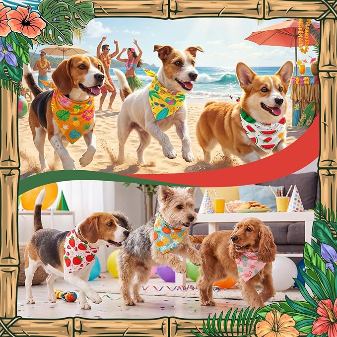 50 Pcs Summer Theme Dog Bandanas Bulk Tropical Bandanas - Image 4