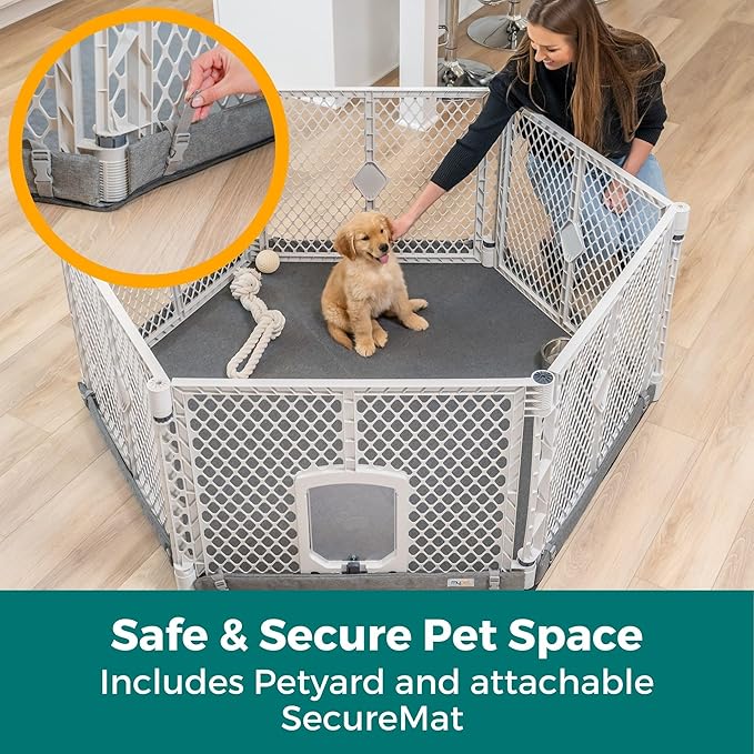 MyPet Petyard Protect Bundle: Freestanding 6-Panel Light Gray Pet Yard - Image 2