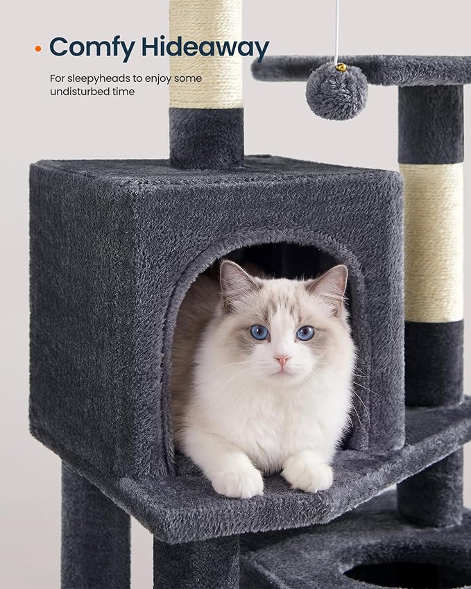 SONGMICS HOME Cat Tree for Indoor Cats, Hammock and Condo, Dark Gray - Image 5