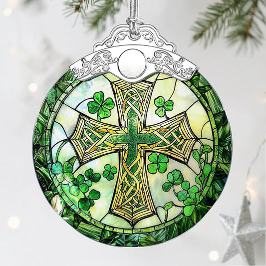 Stained Glass Cross Ornament, Christmas Ornaments, Christmas Decorations by Jocidea