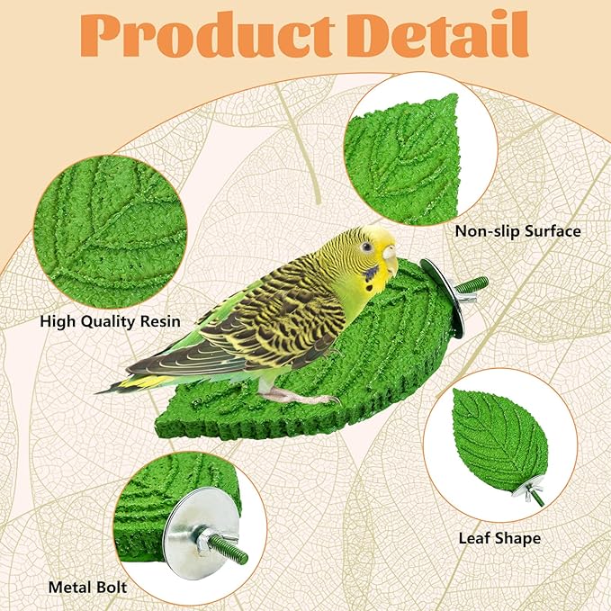 3 Pcs Parrot Perch Resin Bird Beak Grinding Stone Leaf Shape Perch Stand Foot - Image 2