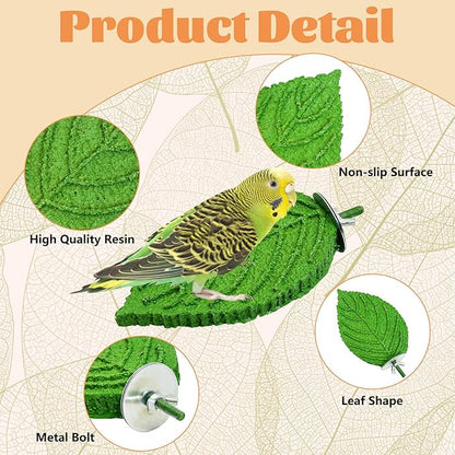 3 Pcs Parrot Perch Resin Bird Beak Grinding Stone Leaf Shape Perch Stand Foot - Image 2