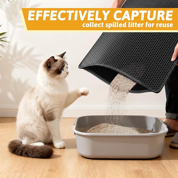 Pieviev Cat Litter Mat Double Layer Waterproof Urine Proof Trapping Mat 1 Pack) - Image 3