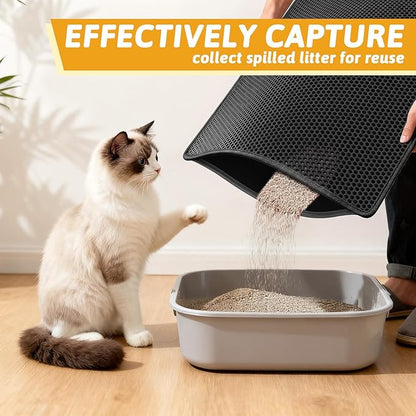 Pieviev Cat Litter Mat Double Layer Waterproof Urine Proof Trapping Mat 1 Pack) - Image 3