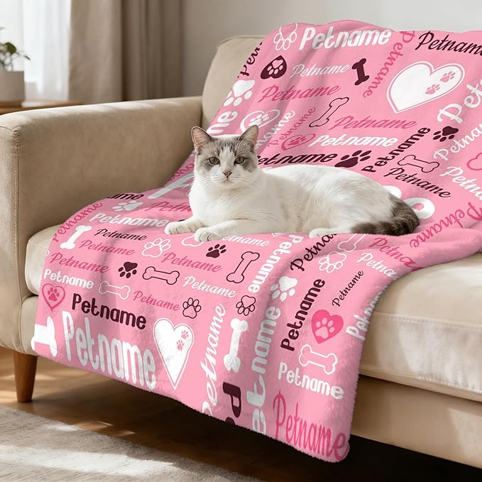 Custom Blanket with Dog Name Personalized Funny Throw Blankets Soft Warm Fleece - Image 3