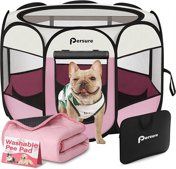 Dog Cat Playpen Indoor Outdoor for Puppy Pet Dogs Cat Recovery After Surgery by PERSURE