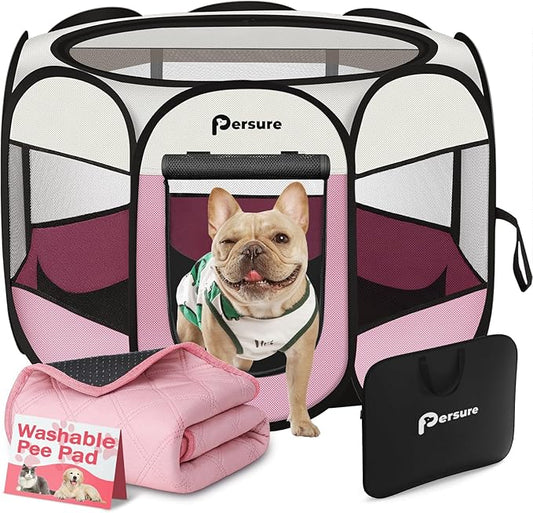 Dog Cat Playpen Indoor Outdoor for Puppy Pet Dogs Cat Recovery After Surgery by PERSURE