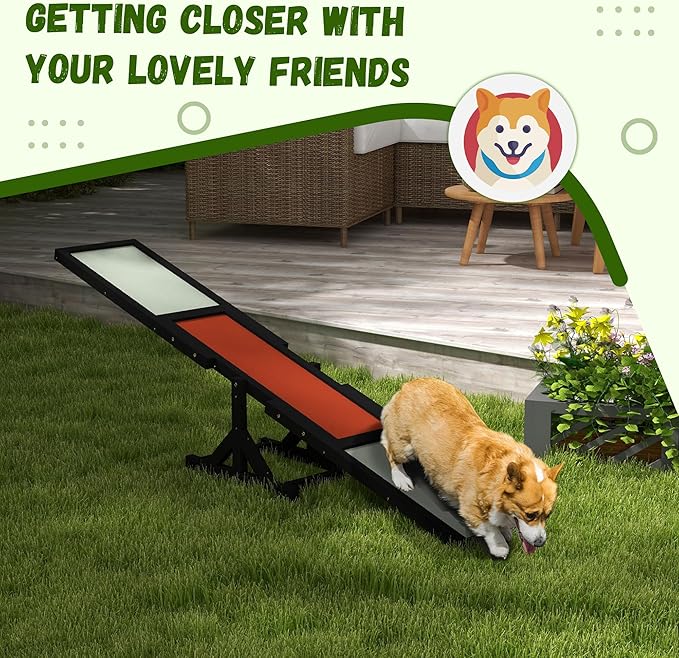 PawHut Wooden Dog Agility Seesaw - Image 5