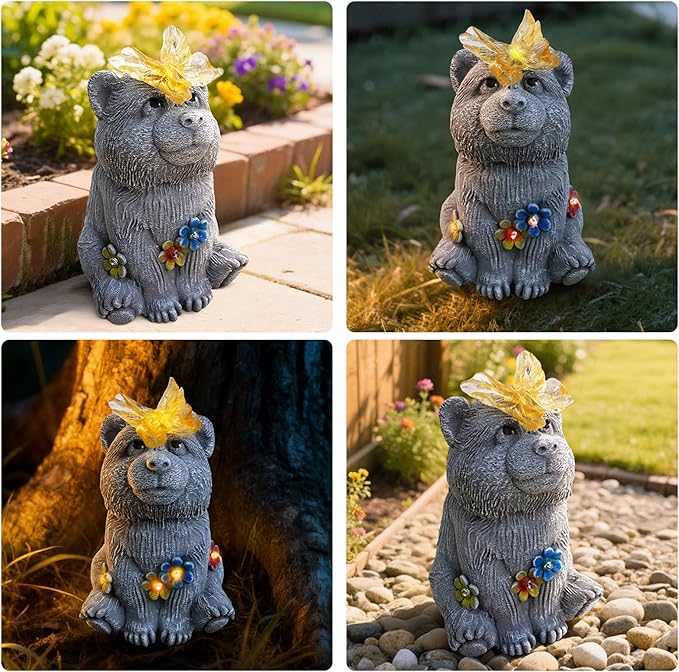 Solar Baby Bear Garden Statue - Image 6