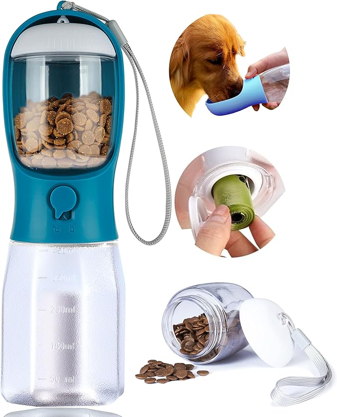 Dog Water Bottle with Food Container, Portable Pet Dog Water Dispenser by AVELORA