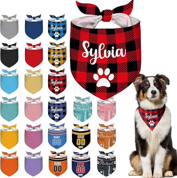 Custom Dog Bandana Personalized Puppy Bandana Customized Name Neckwear Bandanas by Aolun