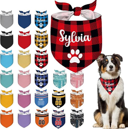 Custom Dog Bandana Personalized Puppy Bandana Customized Name Neckwear Bandanas by Aolun