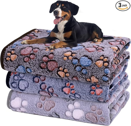 Dono 1 Pack 3 Dog Blankets, Soft Fluffy Fleece Pet Blanket Warm Sleep Mat Paw by Dono