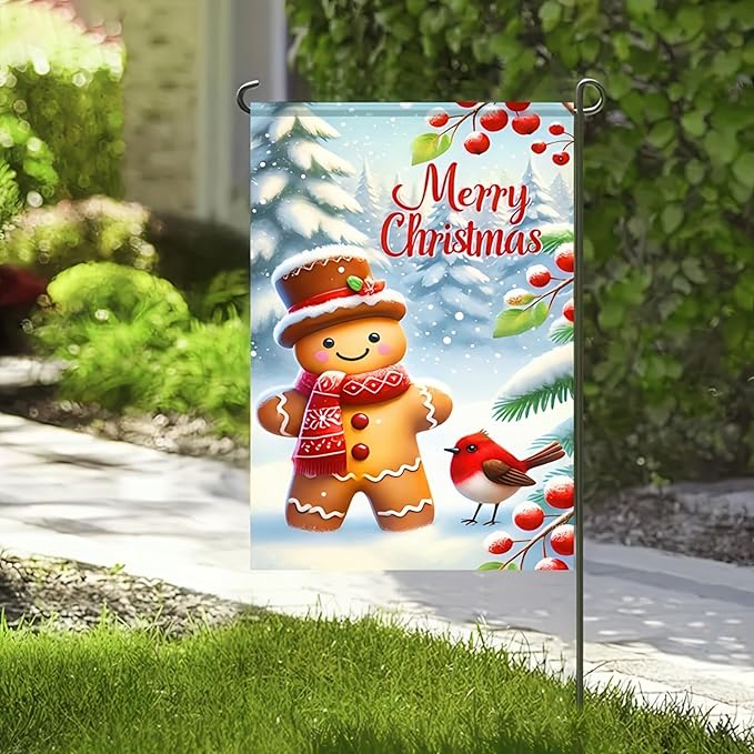 Merry Christmas Garden Flag Cardinal Red Bird House Welcome Winter Flags 12x18 - Image 6
