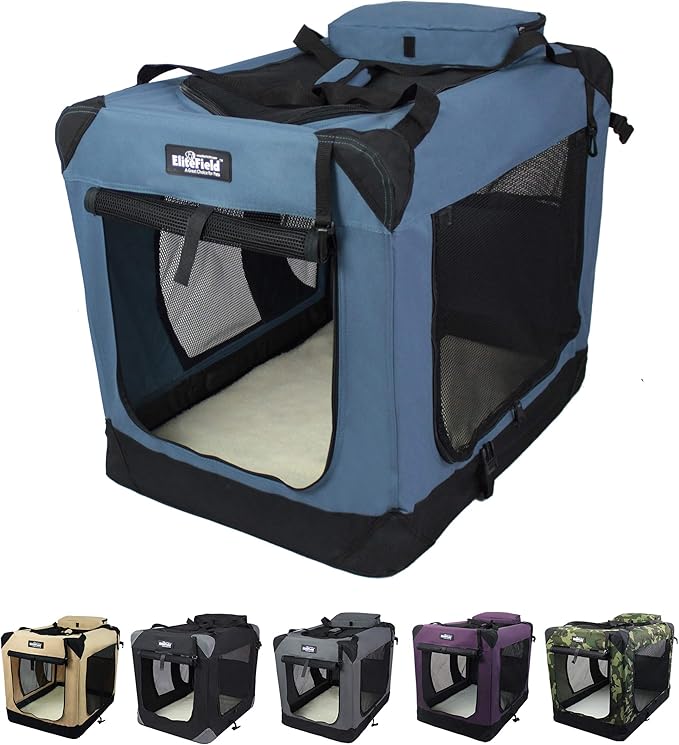 EliteField 3-Door Folding Soft Dog Crate by EliteField