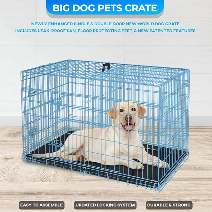 FDW Dog Crate for Large Dogs 42 Inch Folding Metal WirePet Cage Double Door - Image 4