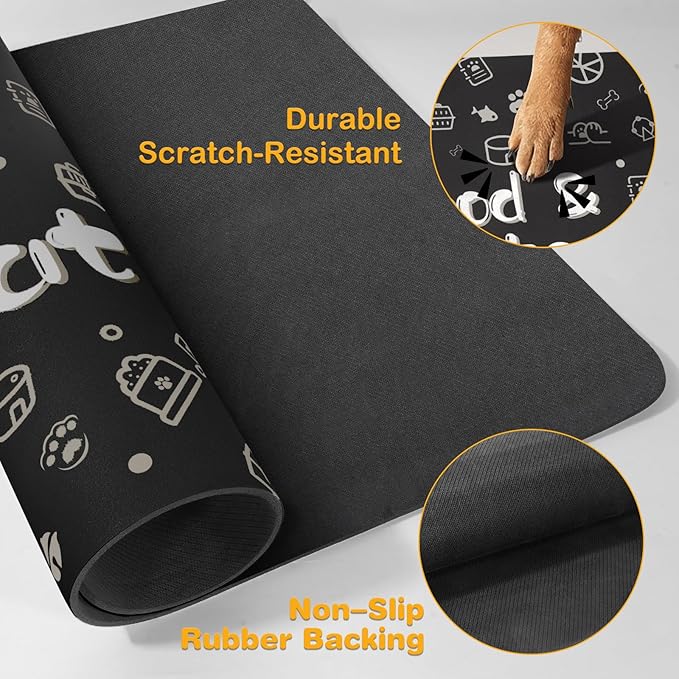 Pet Feeding Mat, Dog Cat Mat for Food and Water, Dog Bowl Waterproof Placemat - Image 3