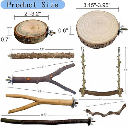 8PCS Natural Bird Perches for Cage, Parakeet Perches Set, Birds Toys, Natural - Image 2