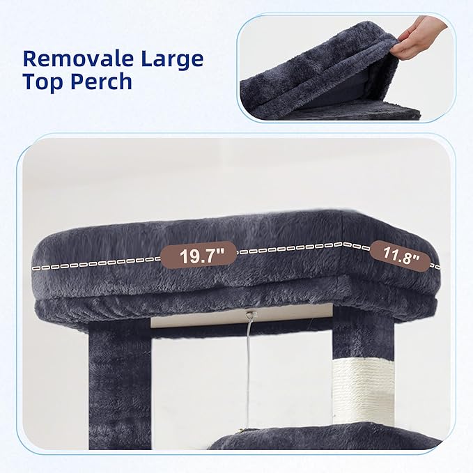 Gitelsnour Cat Tree for Large Cats, 78.7" Tall Cat Tower for Indoor Cats - Image 3