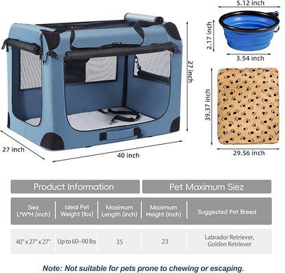 Petprsco Soft Collapsible Dog Crate, 40 inch Portable Dog Crates - Image 4