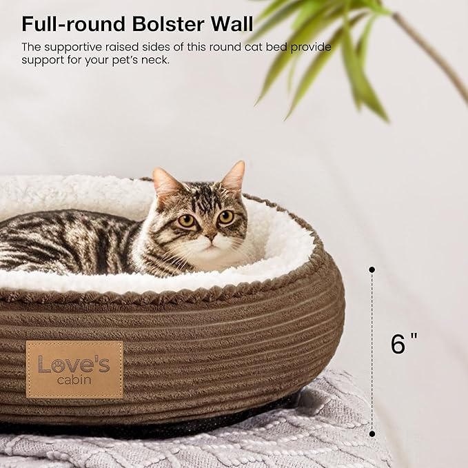 Love's cabin Round Donut Cat and Dog Cushion Bed, 20in Pet Bed - Image 5