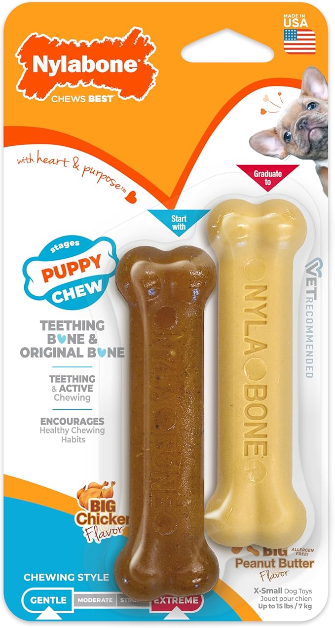 Nylabone New Puppy Power Chew Stages, Soothing Puppy Teething Toys, Chew Bones - Image 10