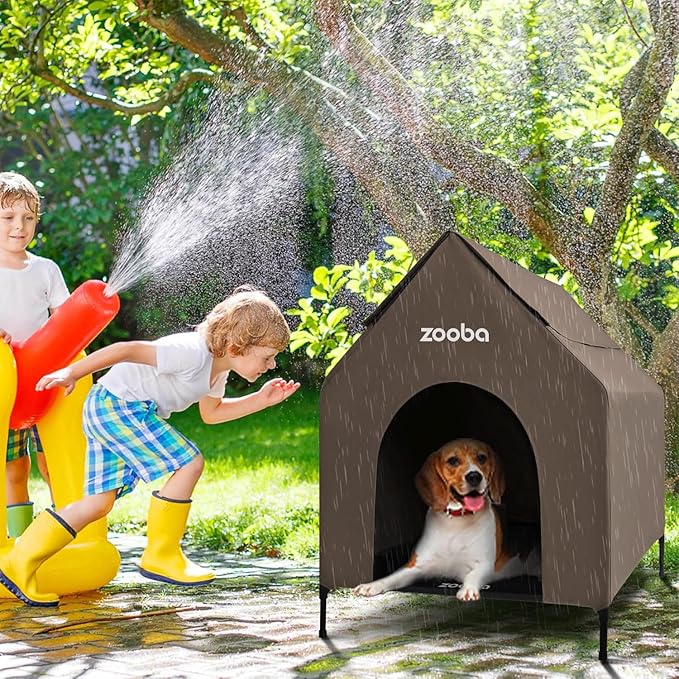 Zooba 29" 2-in-1 Dog House for Medium Dogs, Elevted Dog House Outdoor/Indoor - Image 5
