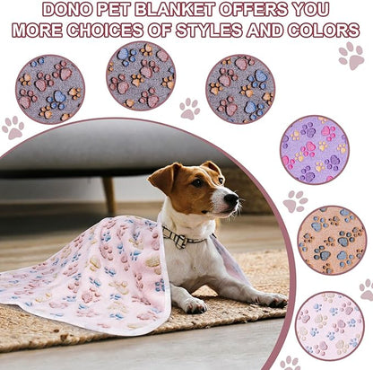Dono 1 Pack 3 Blankets Soft Fluffy Paw Print Pattern Fleece Pet Blanket Warm - Image 6