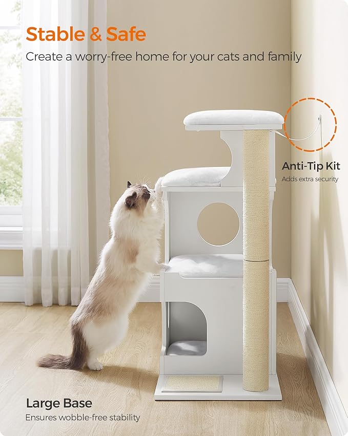 Feandrea WoodyWonders Cat Tree, 33.8-Inch Modern Cat Tower, Cat Condo - Image 9