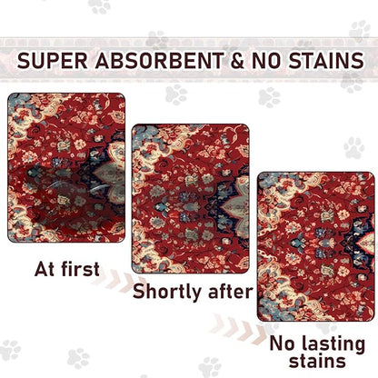 Pet Mats for Food and Water, Persia Red Dog Food Mat for Floors, Non Slip - Image 2