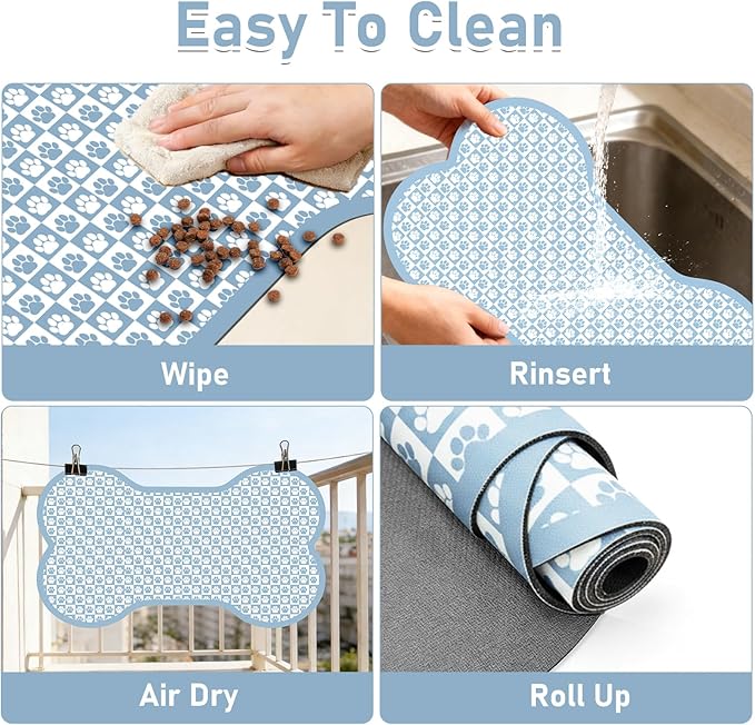 Pet Mats for Food and Water, Non Slip Indoor Quick Dry Cat Bowl Feeding Mats - Image 6