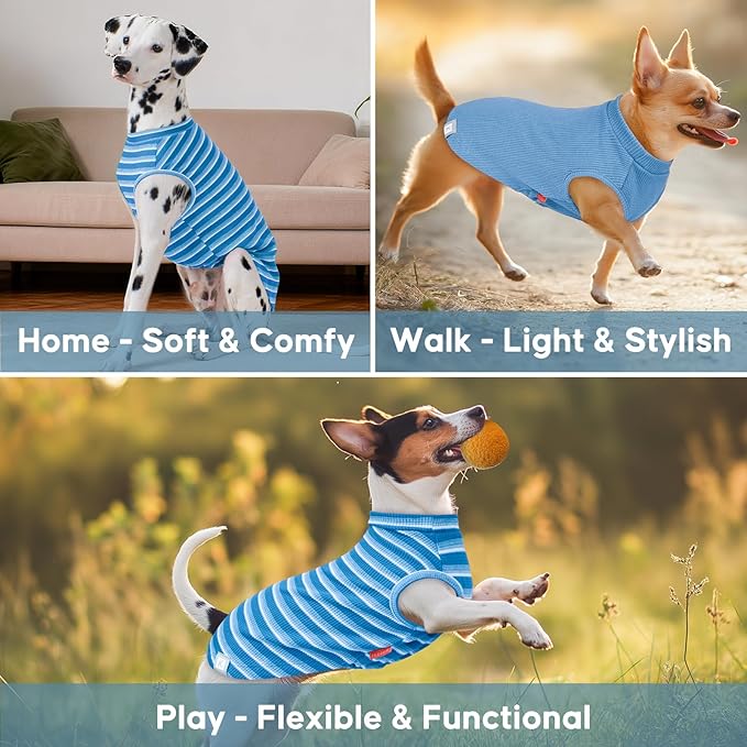 KYEESE 2Pack Waffle Dog Shirts, Lightweight Sleeveless Dog T Shirts - Image 4