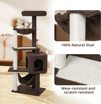 YUNIQUE Cat Tree with Cat Condo Scratch Posts Scratch Tablet and Big Hammock - Image 6