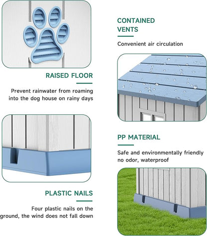 Vixzen 32in Large Outdoor Dog House, Durable Water Resistant Resin Dog House - Image 3