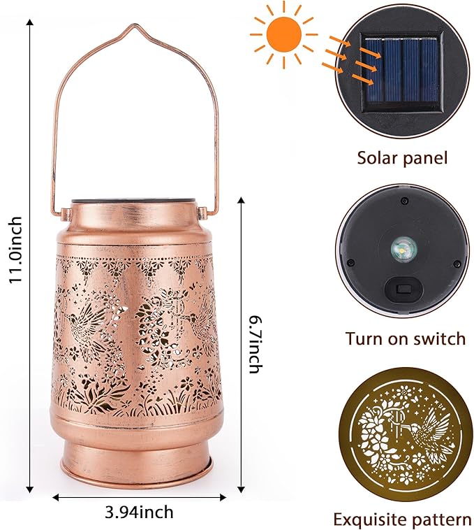 Hummingbird Solar Lanterns Outdoor Waterproof, Hummingbird Gifts - Image 2