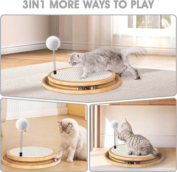 Cat Scratcher, Rolufy Cat Natural Sisal Scratching Pad, Kitten Interactive Toy - Image 2